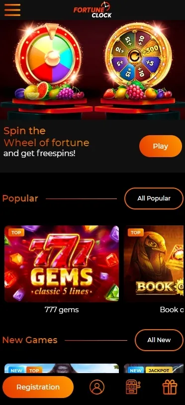 Fortune Clock Casino mobil oldal